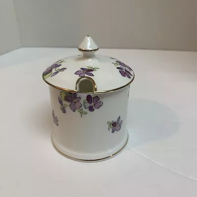 Crown Staffordshire Violets Jam/Mustard Pot Jar & Lid Vintage Fine Bone China • $12.99