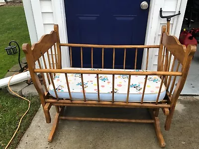 VINTAGE Wooden Cradle Crib - SEE DESCRIPTION • $75