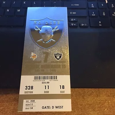 2015 Oakland Raiders Vs Minnesota Vikings Nfl Football Ticket Stub 11/15 • $3.49
