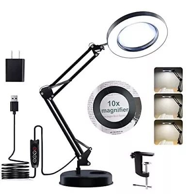 Magnifying Glass With Light And Stand 10x Magnifying Lamp 2in1 Desk Magnifier Wi • $49.17