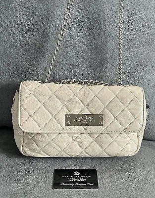 My Flat In London Jan Haedrich Ivory Quilted Purse Chain Strap Lady Buckley • $52.20