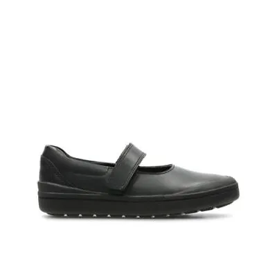 BNIB Clarks Girls Rock Spark Black Leather School Shoes E/F/G/H Fittings • £19.99