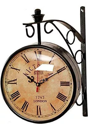 Antique Victoria Station London 1879 Double Sided Railway Clock Wall Clock 8” • £78.82