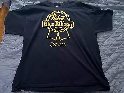 XL Pabst Blue Ribbon T Shirt Black With Yellow Logo (XL But See Description) • $19.99