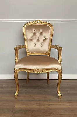 £275 • Buy French Louis XV Elise Armchair  - Gold Frame   With Glamour Velvet Upholstery