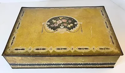 Vintage Uneeda National Biscuit Company NBC Hinged Tin Box With Floral Design • $10