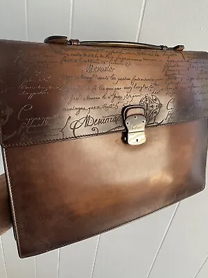 Berluti Briefcase Scritto  Scrit Calligraphy Patine Mens Document Bag - NWOT • $2200