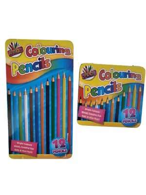 2 X Tin Of Colouring Pencils Long X 12 & 1 X Half Size X 12 -  In Metal Tin • £4.20