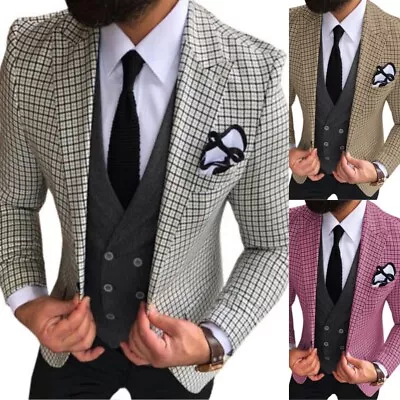 Men's 3 Pieces Mens Suit Double-Breasted Peak Lapel Wedding Blazer+vest+Pants • $84.98