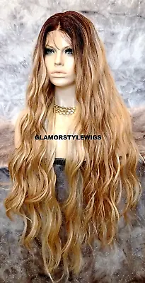 40'' Lace Front Full Wig Long Wavy Layered Balayage Ombre Brown Blonde Mix Nwt • $79.84