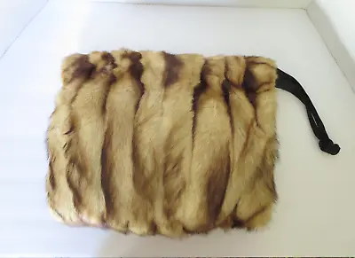 Vintage Fur Muff Hand Warmer With Zippered Purse Black Satin Lining Gorgeous • $49.95