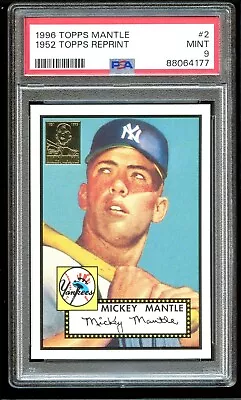 1996 Topps Mantle #2 1952 Topps Reprint PSA 9 Mint Perfect Centering • $94.50