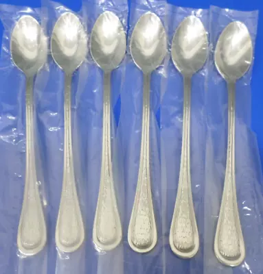 6 Lenox BARLOWE Hammered Glossy Outline Stainless 18/10 Flatware ICED TEA SPOONS • $26.95