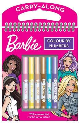 Barbie Colour By Numbers Childrens Carry Along Activity Colouring Set & Pens • £4.95