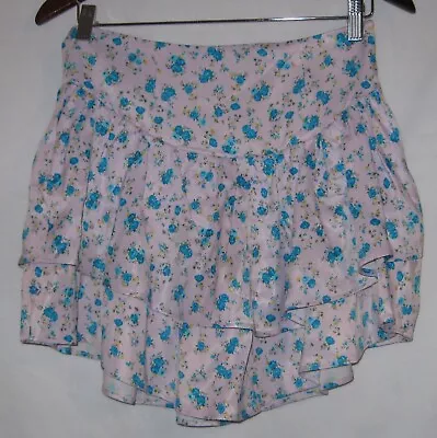 Zara Womens Skirt Skort Sz S Pink Blue Floral Tiered • $19.99