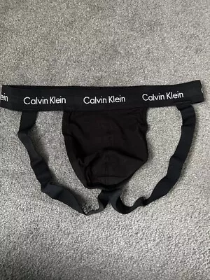 Mens Calvin Klein Cotton Stretch Jock Strap Black Size Medium • £15