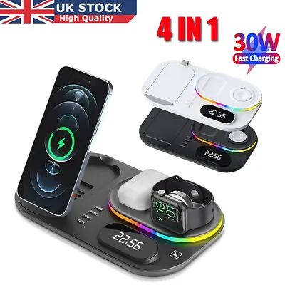 Wireless Charger Dock Charging Station 4in1 For Apple Watch IPhone 13/14 Headset • £10.37