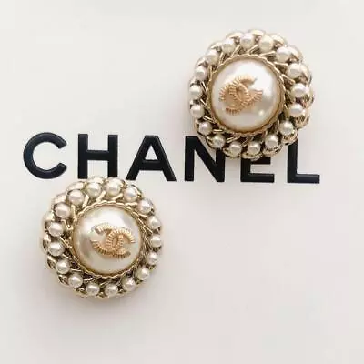 £77.64 • Buy Vintage Button CHANEL B914 Gold Pearl Cocomark23mm2set