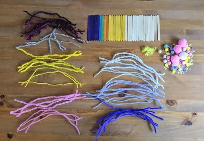 Bundle Tinsel Stems Flat Sticks & More Multicoloured For DIY Kids Art & Crafts  • £3