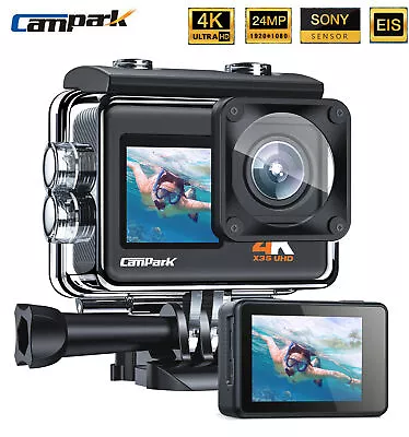 Campark 4K Dual Screen WiFi Action Camera 24MP EIS Underwater Cam Sports  IP66 • $71.08