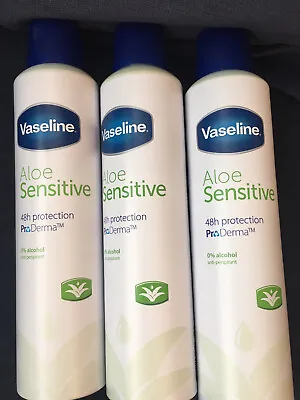 THREE Vaseline Aloe Sensitive 48Hr Ladies Anti Perspirant Deodorant 250ml • £12.50