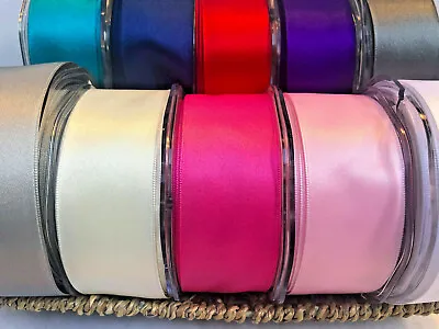 Wired Edge Satin Ribbon Width 38mm Double Sided Various Colours And Length • £2.05