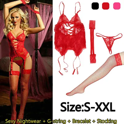 $11.17 • Buy Women Sexy Lingerie Lace Erotic Underwear Set G-String Nightwear Sleepwear!