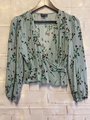 £34.60 • Buy Topshop Blouse, Green Floral Kimono Top, Cropped, Women's Size 0 Small- Nw/oT