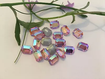 £4.95 • Buy Swarovski Vintage #176/1 Rhinestone Octagon Rose AB 10x8mm PACK 4 CRAFT REPAIR 