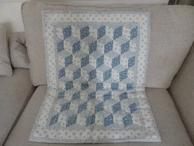 Handmade Baby’s Cot Or Pram Quilt - Blue Laura Ashley Fabric • £20