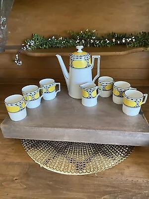 1920’s-30'sVictoria Czech Art Deco Black Yellow Mini Teapot 6 Cups 1 Creamer • $36.99