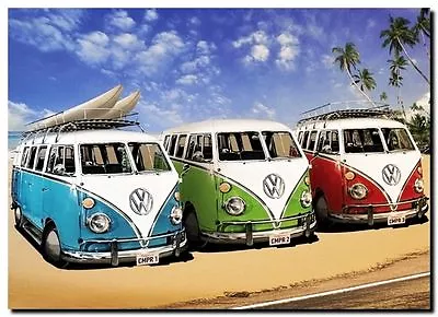 VW Camper / Combi / Kombi Van Retro -  High Quality Canvas Print Poster 45cm • $13.87