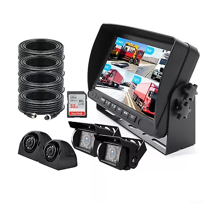 7  Quad Monitor DVR Video Recorder 4CH AHD 1080P Side Rear Camera 32GB For Truck • $189.99