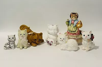 Lot Of 7 Vintage Ceramic Kitten Cat Figurines Lot • $8