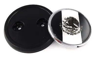 Mexico BLACK Flag Car Truck Black Round Grill Badge 3.5 Grille Chrome Emblem • $15.99