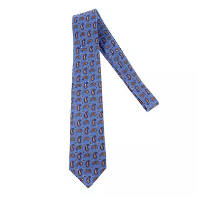 E. Marinella NWOT 100% Silk Tie In Blue With Brown/Tan Paisleys • $119.99