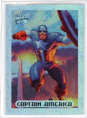 1994 Marvel Masterpieces #1 Of 10 Captain America Silver Holofoil Insert NM • $5