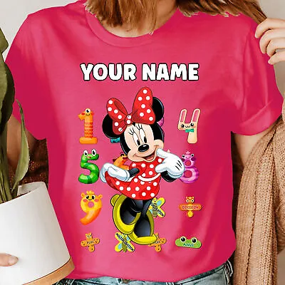Personalised Your Name Minnie Numbers Day Maths Symbols Womens T-Shirts Top #UJG • £3.99