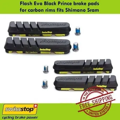 SwissStop Flash Evo Black Prince Carbon Brake Pads For Shimano Sram (4 Pcs) • $32.90