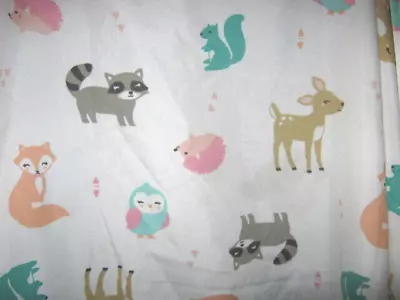 Carter's *Woodland* Crib Toddler Flat Sheet Deer Foxes Raccoons Owls  EUC • $12