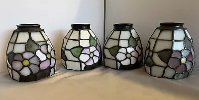 4 Tiffany Style Stained Glass Floral Vintage Classic Lamp Shades - 5”H X 4.75”W • $110