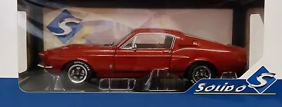 Solido 1/18 Scale - Shelby Mustang GT500 (1967) Burgundy Red/Black Glossy Stripe • £57