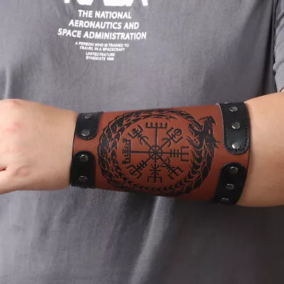 $14.99 • Buy 2 Pcs Chinese Dragon Compass Bracers Leather Wrist Cross Buckle Bracer Arm Cuff 