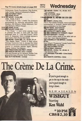 Ken Wahl Wiseguy Season Premiere 1989 Picture Print Ad Clipping Page • £14.41