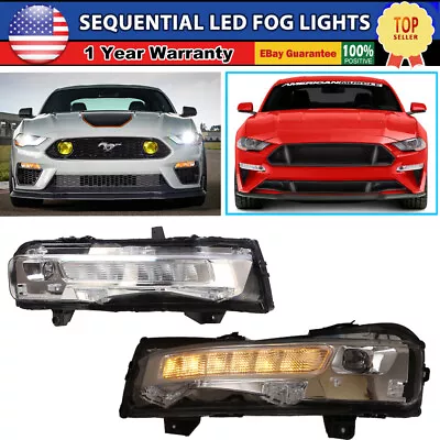 LED Fog Lights For Ford Mustang 2018-2022 2023 Sequential W/DRL Fuction Lamp Set • $299.99