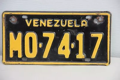 Venezuela Motorcycle License Plate In Good Condition MO-74-17 • $40