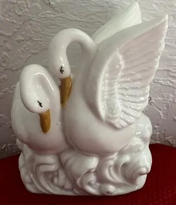 Vintage I. W. Rice Porcelain Swans Night Light Perfume Burner Light • $24.99