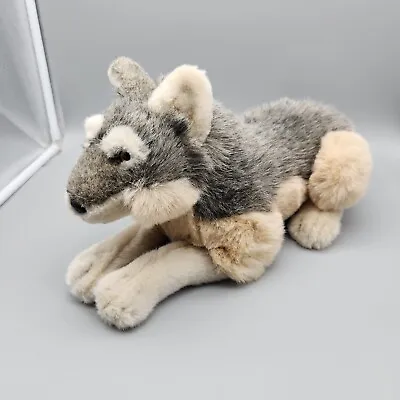 K&M International Wolf Coyote Plush 19  Gray Tan VTG Stuffed Animal 1999 Toy • $10.95