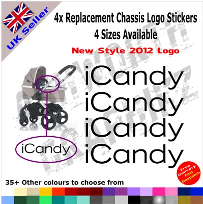 4x New 2012 ICandy Replacement Logo Stickers Pushchair Pram Stroller 35+ Colours • £3.49