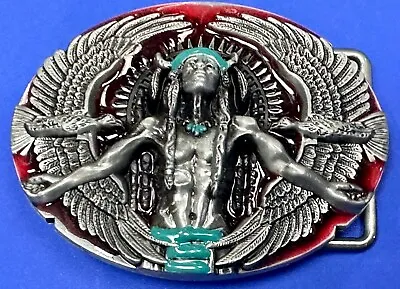 Native American Indian Medicine Man Eagle Feathers Cutout Raised Belt Buckle • $7.45